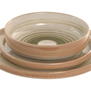 VAJILLA SET 18 GRES 27X27X2,8 RELIEVE VERDE