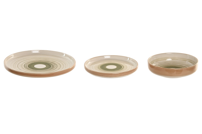 VAJILLA SET 18 GRES 27X27X2,8 RELIEVE VERDE - Imagen 2