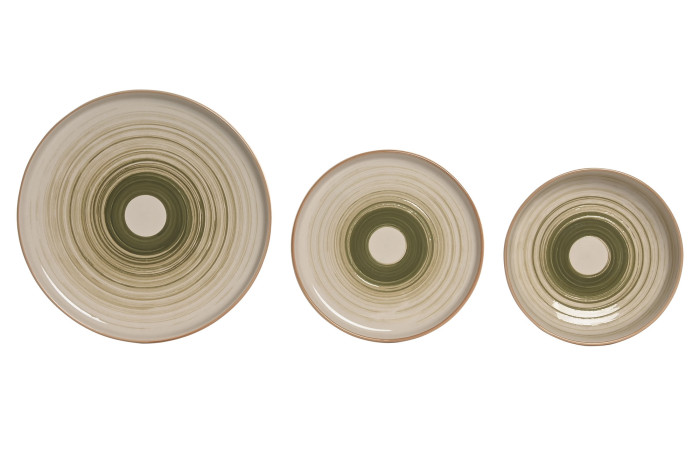 VAJILLA SET 18 GRES 27X27X2,8 RELIEVE VERDE - Imagen 4