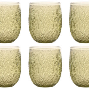 VASO SET 6 CRISTAL 8X8X10 360ML HOJAS RELIEVE