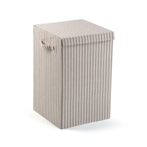 CESTO ROPA PLEGABLE RAYAS GRIS
