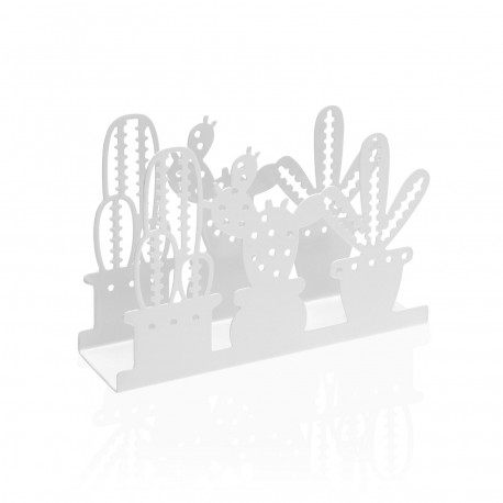 SERVILLETERO METAL CACTUS BLANCO