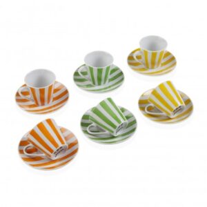 SET 6 CAFÉ /PLATO RAYAS CITRUS