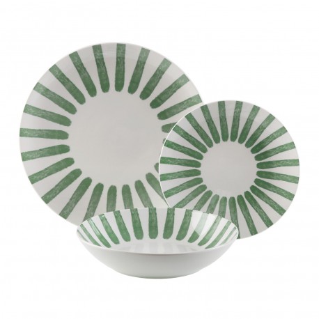 VAJILLA 18 PIEZAS JUNGLE VERDE